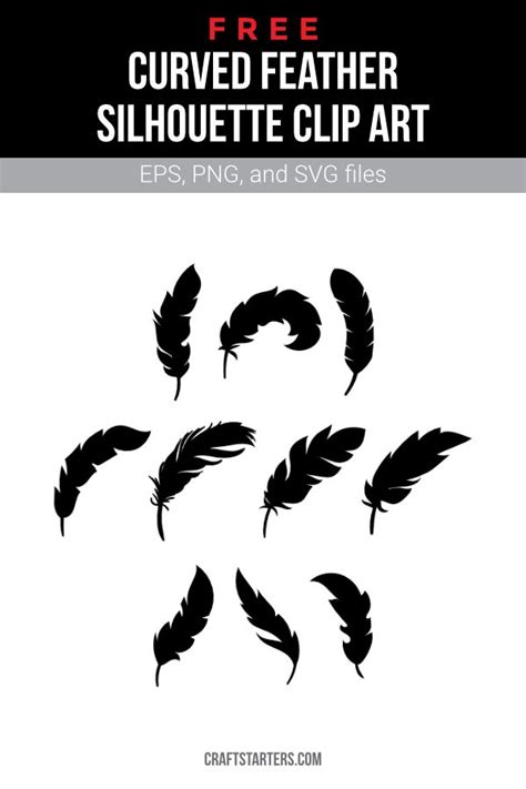 Free Curved Feather Silhouette Clip Art In 2021 Clip Art Feather