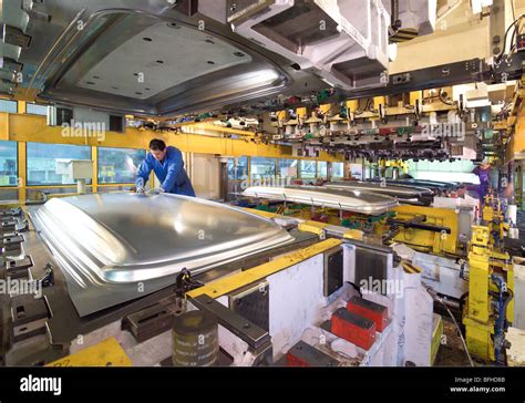 Large Press In A Car Body Manufacturing Factory Stock Photo Alamy