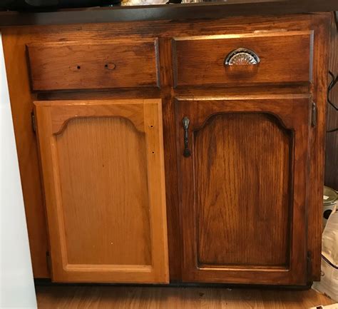 Honey Oak Cabinets Diy Mahogany Gel Stain Before During And After