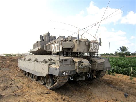Merkava Mk 4 With Aps Trophy Rear View Small Antennas On The Corners