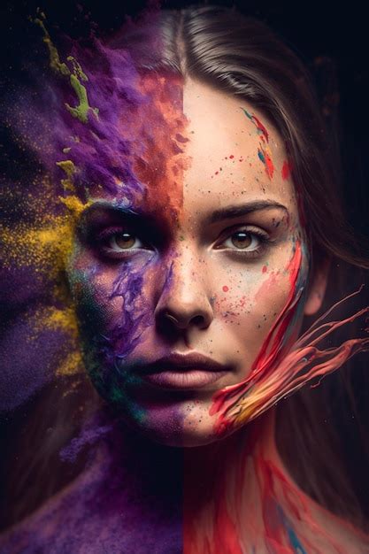 Premium Ai Image A Woman With A Colorful Face And The Word Fire On