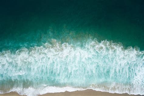 Aerial Drone Shot Of Turquoise Sea At The Beach Free Texture