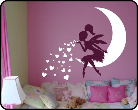 Princess Girl Bedroom Wall Decal Lovely Fairy On Moon Heart Wall