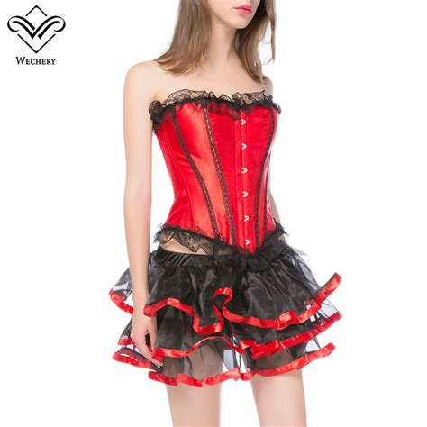 Wechery Bustierandcorset Sexy Gothic Clothing Steampunk Corset Dress Lace Up Corsage Basque