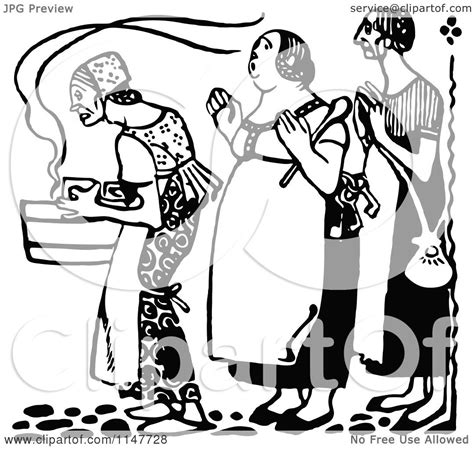 It is absolutely not required, but if you like this website, any mention of or link back is highly appreciated. Clipart of a Retro Vintage Black and White Woman Carrying ...