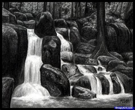 How To Draw Waterfalls Realistic Waterfall Step By Step Watermasses