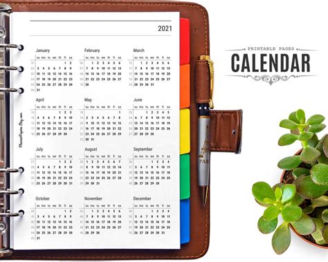 A5 Printable 2021 And 2022 Planner Calendar With Week Numbers Etsy