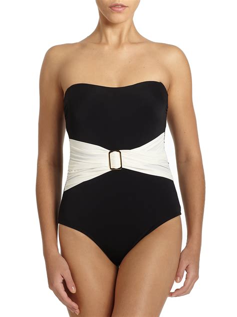 Spanx Belted Style One Piece Swimsuit In Black Lyst