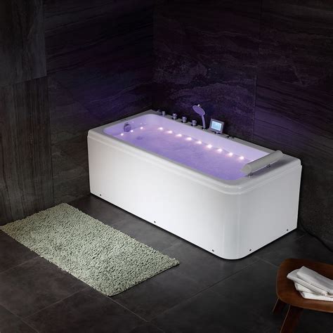 67 Modern Rectangular Whirlpool Soaking Massage Bathtub Led Air Bubble Jetted Corner Tub