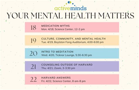 Your Mental Health Matters Harvard College Calendar