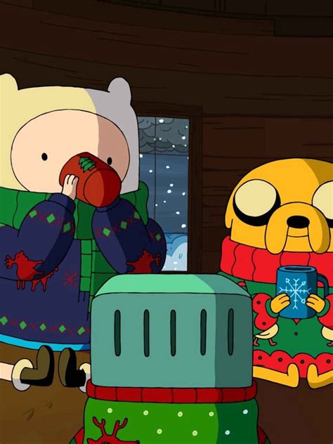 Finn Jake And Bmo Havin Some Hot Cocoa In The Treehouse Adventure