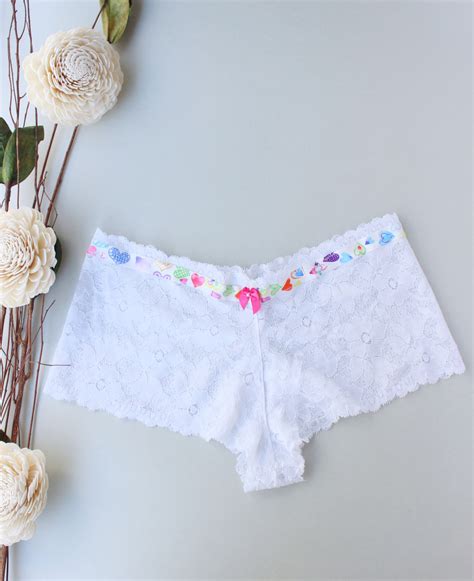Brazilian Panty White Lace Panty With Heart Detail Sexy Ass Etsy