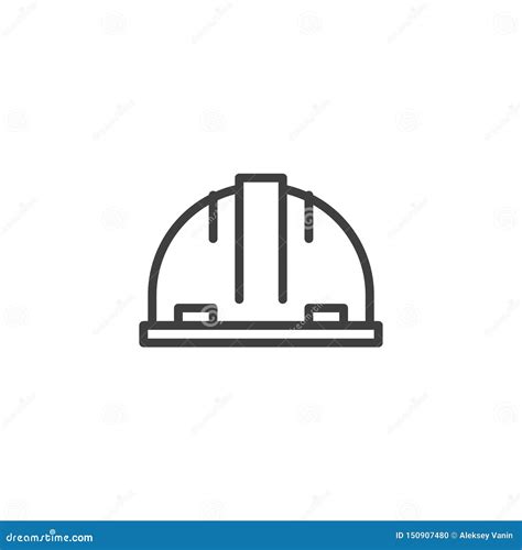 Construction Helmet Line Icon Stock Vector Illustration Of Protection