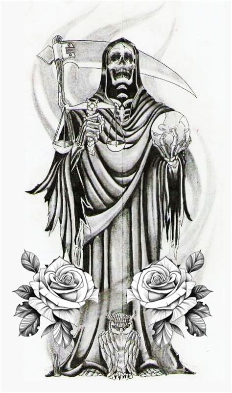 Santa Muerte Rosas Tatuajes De Arte Corporal Tatuajes De Santa