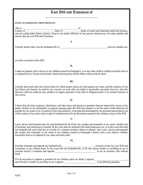 Worksheet For Last Will And Testament Fill Out And Sign Printable Pdf