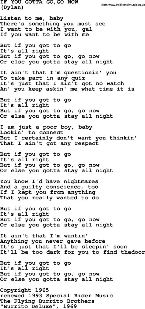 If You Gotta Gogo Now By The Byrds Lyrics With Pdf