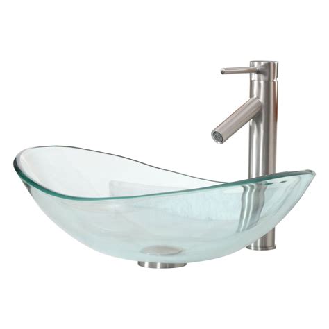Elite Tempered Glass Boat Shaped Bowl Vessel Bathroom Sink And Reviews