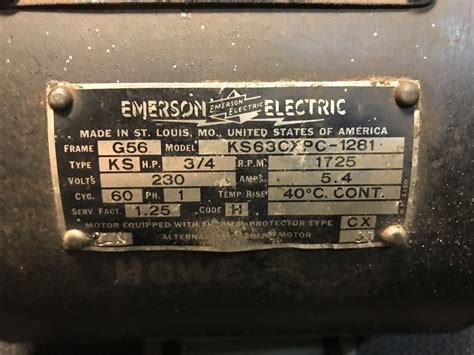 Vintage Emerson Electric Motor 34 Hp 1725 Rpm 230v For Sale In La