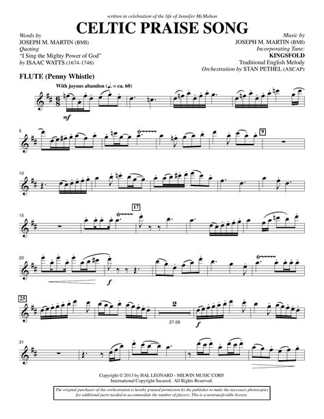 Celtic Praise Song Flutepenny Whistle Sheet Music Joseph M Martin