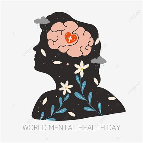 Gambar Hari Kesehatan Jiwa Sedunia Hari Kesehatan Jiwa Sedunia Otak Bunga Png Transparan