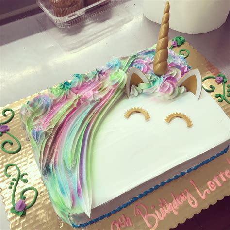 Gradually beat in 1/4 cup milk and extracts; Unicorn sheet cake | Unicorn birthday cake, Birthday sheet cakes, 50th birthday cake
