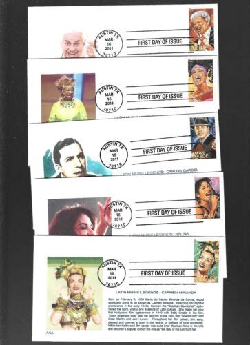 us fdc first day covers latin music legends 2011 set of 5 by aall ebay