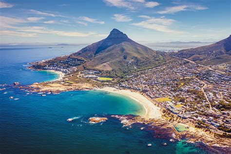 Cape Town Camps Bay Clifton Scenic Aerial View South Africa Stock Photo