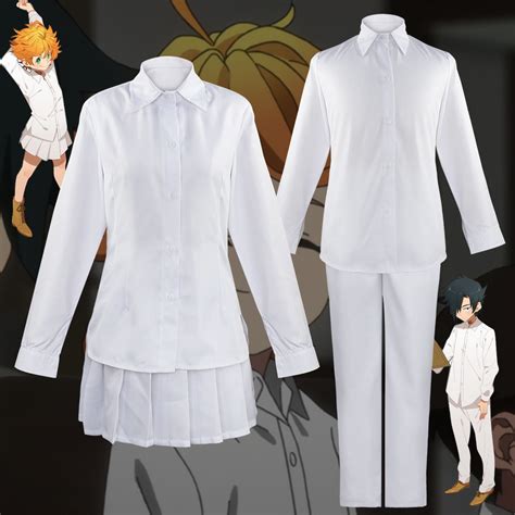 The Promised Neverland Cos White Anime Shirt Renoman Emma Costume Cosplay Presyo ₱917