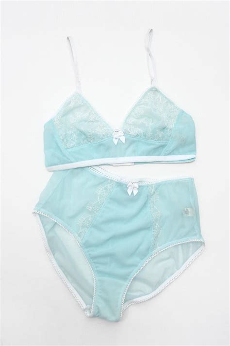 Natalie High Waisted Knickers Blue Mesh Panties Light Blue Etsy
