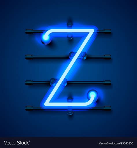 Neon Font Letter Z Art Design Signboard Royalty Free Vector