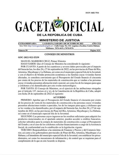 Gaceta Oficial De La República De Cuba Ecured