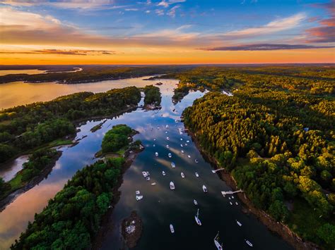 Sunset Over A Harbor In Maine Rpics