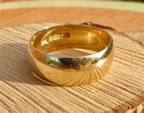 Gold Wedding Ring Vintage Wide K Yellow Gold Court Band Etsy Gold Wedding Rings Wedding