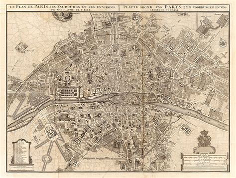 Vintage Map Of Paris 1742 Old Map Of Paris France Restoration Decor