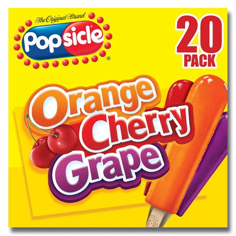 Popsicle Ice Pops Orange Cherry Grape 20 Ct