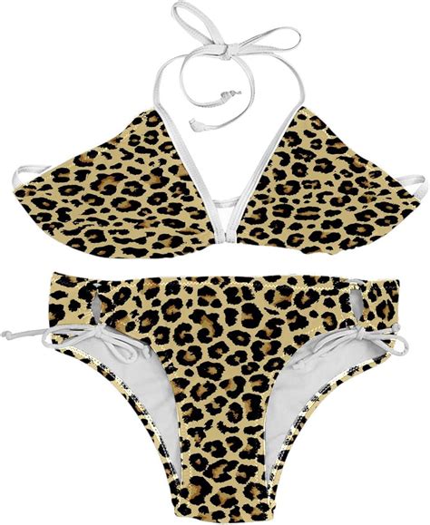 Bikinis Leopard Skin Print Bikini Swimsuit For Women Two