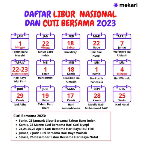 Kalender Hari Libur Nasional Indonesia 2023