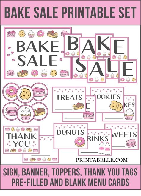 Bake Sale Printable Set Bake Sale Bake Sale Sign Printable Set