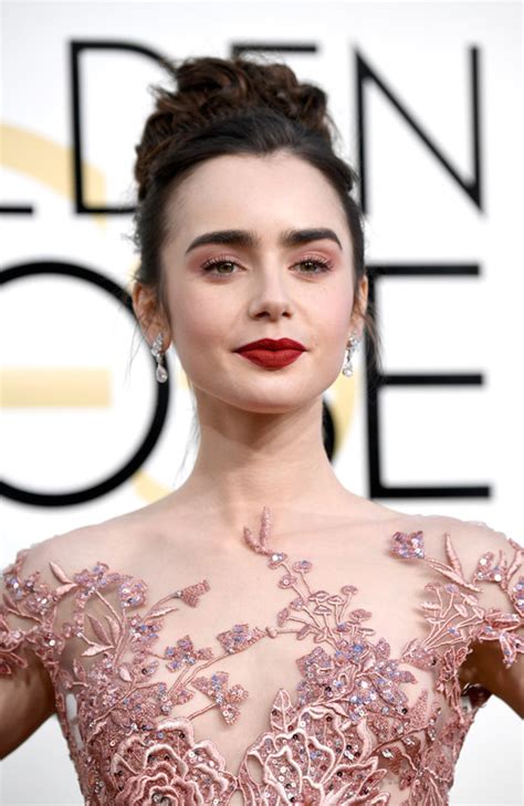 Lily Collins In Zuhair Murad Couture At The Golden Globe Awards In Or