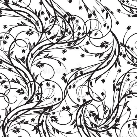 Vector Seamless Pattern Of Abstract Floral Elements On A White