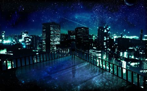 Blue Anime City Wallpapers Top Free Blue Anime City Backgrounds WallpaperAccess