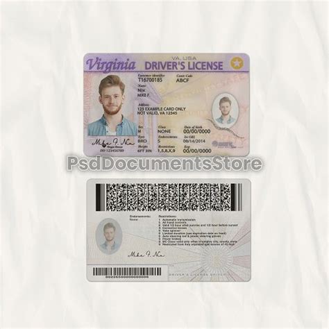 Virginia Drivers License Psd Template Psd Documents Store