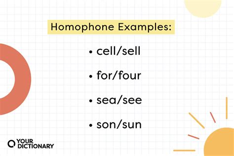 Examples Of Homophones Yourdictionary