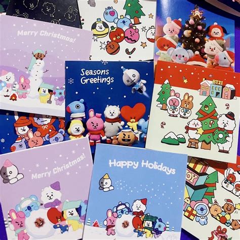 Bt21 Christmas T Cards Tags Folded Bts Army Shopee Philippines