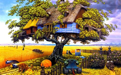 I Love Treehouses Autumn Tree House Wallpaper 1680x1050