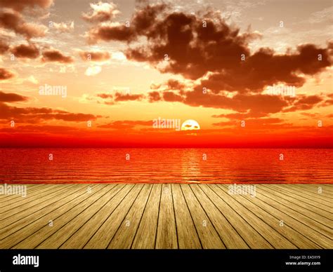 Wooden Jetty Sunset Stock Photo Alamy