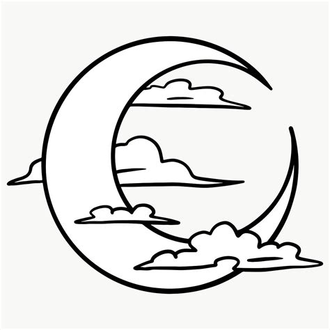 A Drawing Of The Moon With Clouds In It