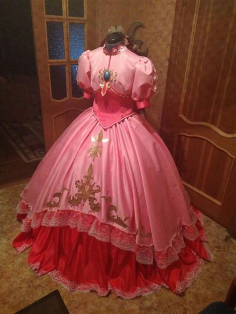 Super Mario Princess Peach Cosplay Handmade Costume Dress Made Etsy