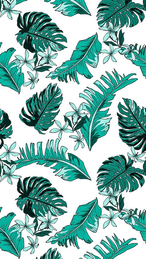 Tropical Leaves And Floral Pattern By Vivian Lau Seamless Repeat Vector