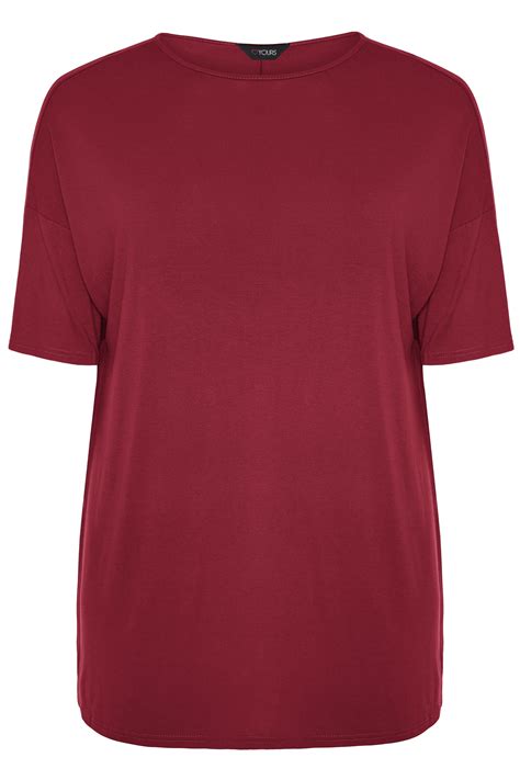 Wine Red Jersey Oversized T Shirt Yours Clothing